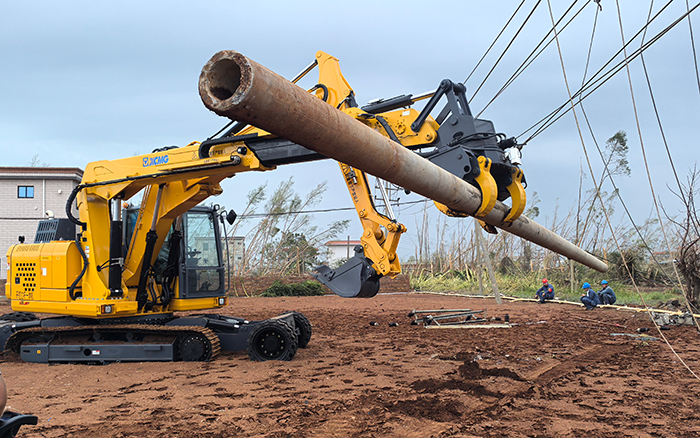 “摩羯”来袭，华体会·官方版网站登录入口开挖立杆一体机跑赢时间助力抗灾复电抢修