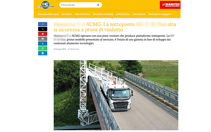 欧洲媒体e-CONSTRUCTION点赞华体会·官方版网站登录入口桥梁检测车
